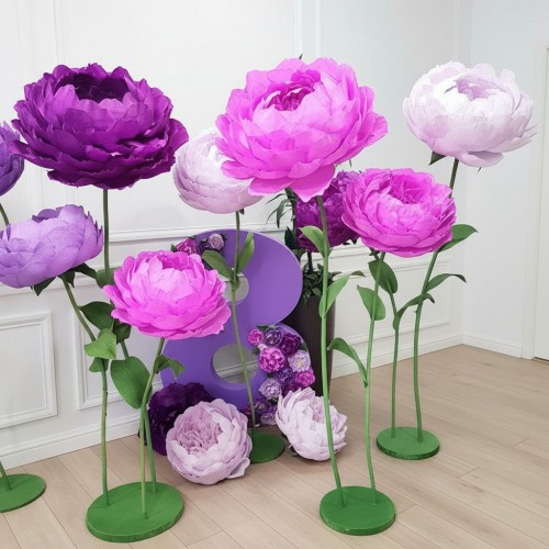 Аренда ростовых цветов из бумаги "Пионы сиреневые"